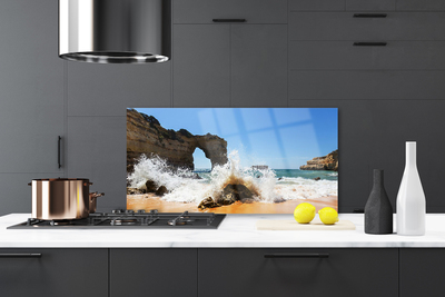 Painel vidro cozinha Praia Mar Ondas Paisagem