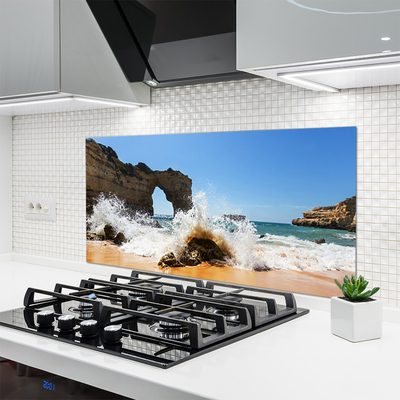 Painel vidro cozinha Praia Mar Ondas Paisagem