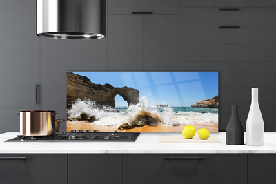Painel vidro cozinha Praia Mar Ondas Paisagem