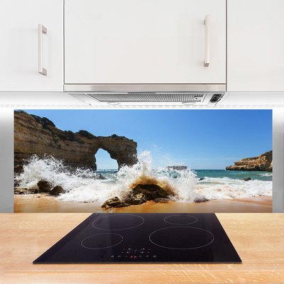 Painel vidro cozinha Praia Mar Ondas Paisagem