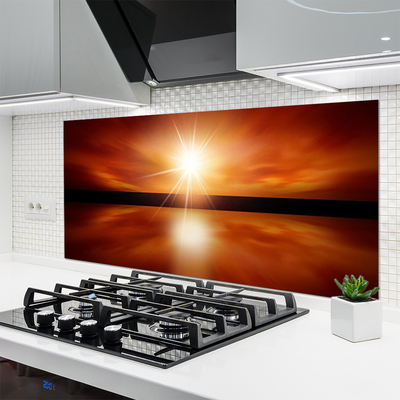 Painel vidro cozinha Paisagem de sol, céu e água