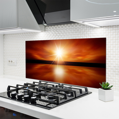 Painel vidro cozinha Paisagem de sol, céu e água