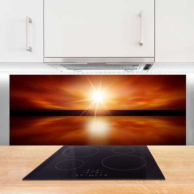 Painel vidro cozinha Paisagem de sol, céu e água