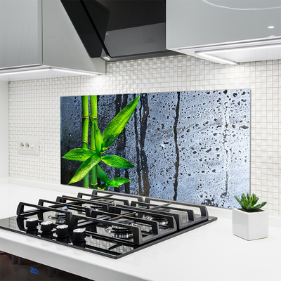 Painel vidro cozinha Planta de folha de bambu Natureza