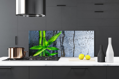 Painel vidro cozinha Planta de folha de bambu Natureza