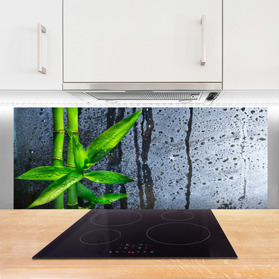 Painel vidro cozinha Planta de folha de bambu Natureza