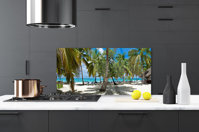 Painel vidro cozinha Paisagem de palmeiras de praia