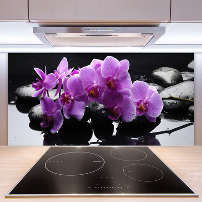 Painel vidro cozinha Planta de pedras de flores