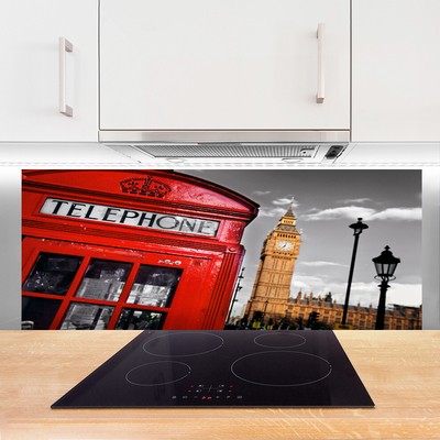 Painel vidro cozinha Cabine telefônica de Londres
