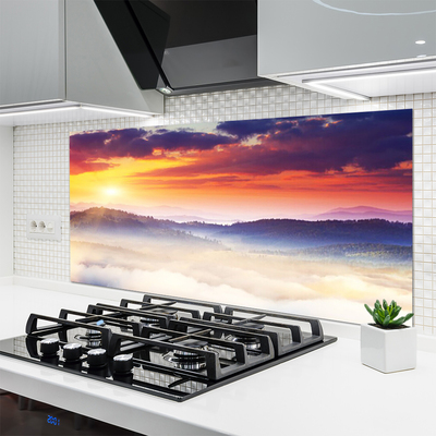 Painel vidro cozinha Paisagem do Sol da Montanha