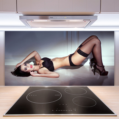 Painel vidro cozinha Mulher Erótica Sexy