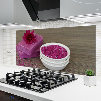 Painel vidro cozinha Arte com sabão de areia