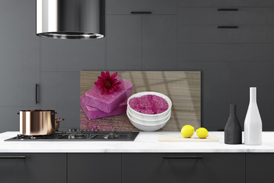 Painel vidro cozinha Arte com sabão de areia