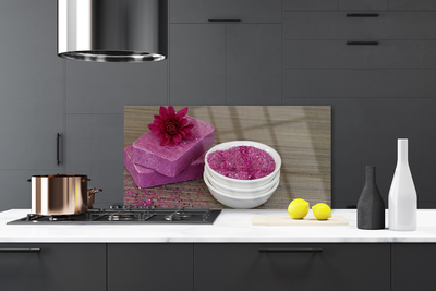 Painel vidro cozinha Arte com sabão de areia