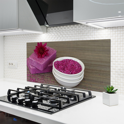 Painel vidro cozinha Arte com sabão de areia