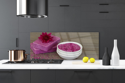 Painel vidro cozinha Arte com sabão de areia