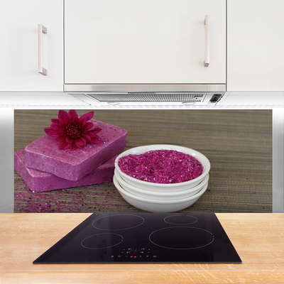 Painel vidro cozinha Arte com sabão de areia