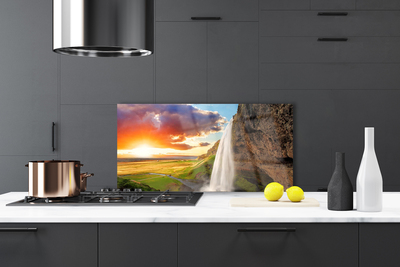 Painel vidro cozinha Paisagem do Sol da Cachoeira