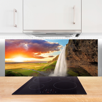 Painel vidro cozinha Paisagem do Sol da Cachoeira