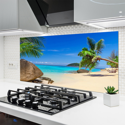 Painel vidro cozinha Paisagem de praia e mar