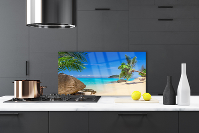 Painel vidro cozinha Paisagem de praia e mar