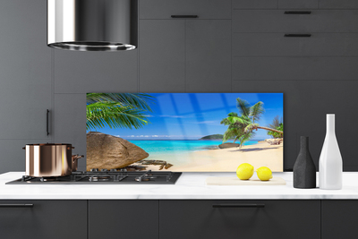 Painel vidro cozinha Paisagem de praia e mar