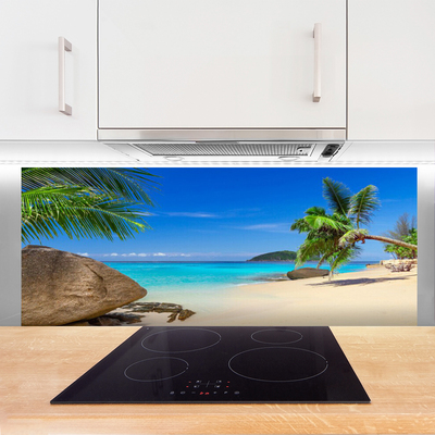 Painel vidro cozinha Paisagem de praia e mar