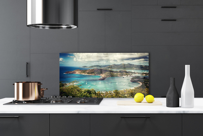 Painel vidro cozinha Paisagem da Baía dos Barcos