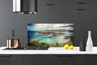 Painel vidro cozinha Paisagem da Baía dos Barcos