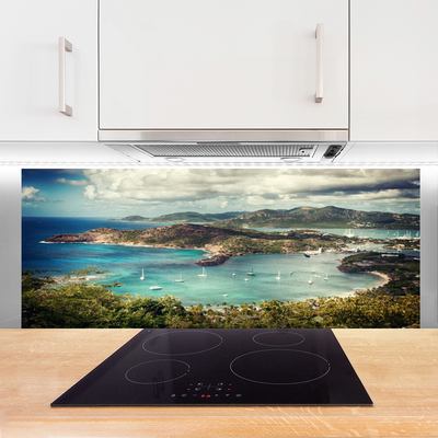 Painel vidro cozinha Paisagem da Baía dos Barcos