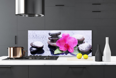 Painel vidro cozinha Arte de orquídeas florais