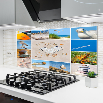 Painel cozinha Paisagem de gaivotas na praia do oceano