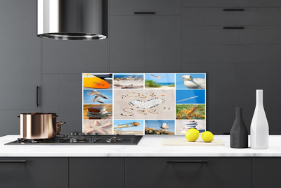 Painel cozinha Paisagem de gaivotas na praia do oceano