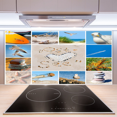 Painel cozinha Paisagem de gaivotas na praia do oceano