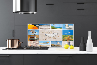 Painel cozinha Paisagem de gaivotas na praia do oceano