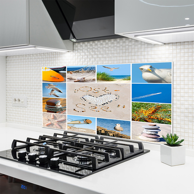 Painel cozinha Paisagem de gaivotas na praia do oceano