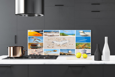 Painel cozinha Paisagem de gaivotas na praia do oceano