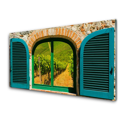 Painel vidro cozinha Paisagem de campo de janela