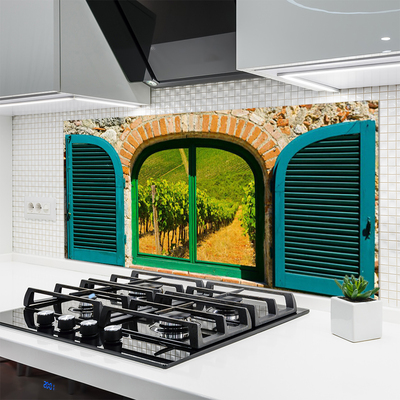 Painel vidro cozinha Paisagem de campo de janela