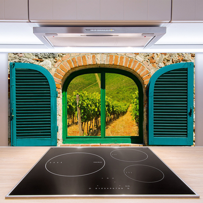 Painel vidro cozinha Paisagem de campo de janela