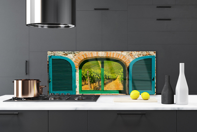 Painel vidro cozinha Paisagem de campo de janela