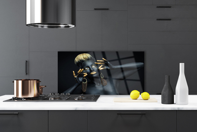 Painel vidro cozinha Mulher Pinta Homem