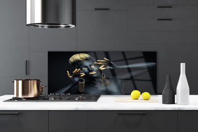 Painel vidro cozinha Mulher Pinta Homem