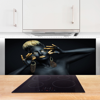 Painel vidro cozinha Mulher Pinta Homem