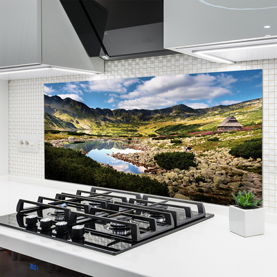 Painel vidro cozinha Paisagem de lago de montanha