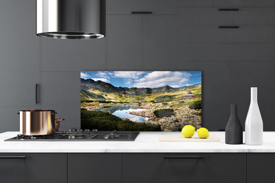 Painel vidro cozinha Paisagem de lago de montanha