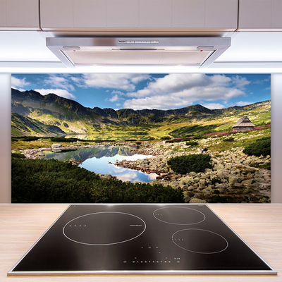 Painel vidro cozinha Paisagem de lago de montanha