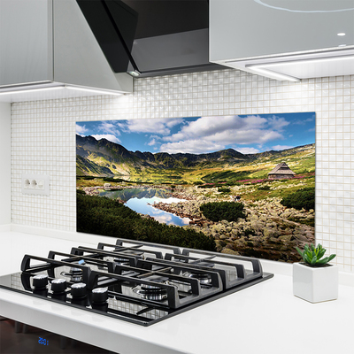 Painel vidro cozinha Paisagem de lago de montanha