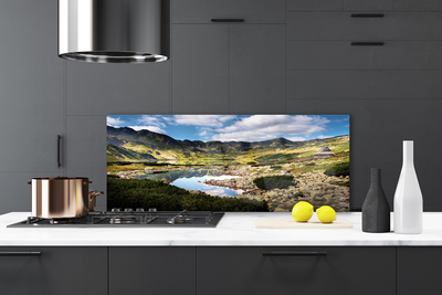 Painel vidro cozinha Paisagem de lago de montanha