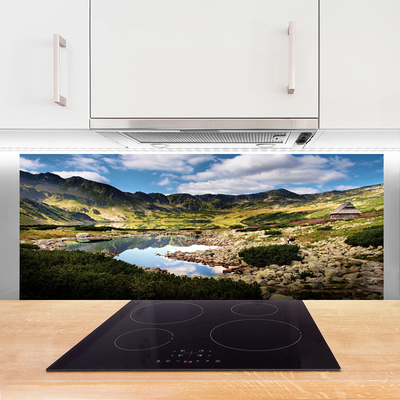 Painel vidro cozinha Paisagem de lago de montanha